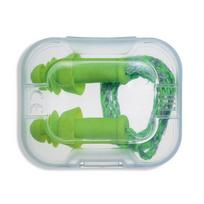 Ausų kamštukai, daugkartiniai su virvele Uvex Whisper+,  SNR 27dB, Lime spalva, dydis M, plastikinėje mini