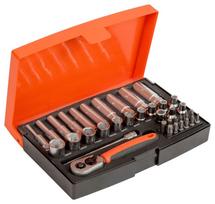 Ilgų ir trumpų galvučių komplektas 4-13mm + bits PH,PZ,HEX,TORX 37 vnt 1/4"