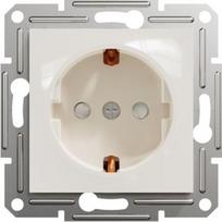 Socket outlet, 1-gang, without frame, with side grounding, beige , Asfora EPH2970223 | 3606480987113