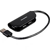 Axagon Handy four-port USB 2.0 hub with a permanently connected USB cable. Black. HUE-X4B