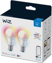 WiZ smart lamp, E27, RGBW – all colors and shades of white light, Wi-Fi, 806 lumens, 2-pack (929003601032)
