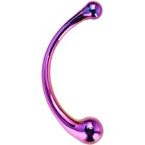 Dream Toys Glamour Glass Curved Wand dvigubas dildo rainbow 16.5 cm