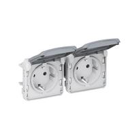 Virštinkinė 2vt. rozetė Plexo Legrand 069576 (IP55, pilka, į dėžutę)