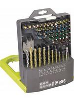 Grąžtų ir sukimo antgalių komplektas Ryobi RAK86MIXC; 86 vnt.