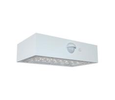 LED sieninis šviestuvas su jutikliu, įkraunamas saulės energija LED/3W/3,7V 3000K/4000K IP65 balta