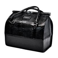 Lagaminas makiažo priemonėms Osom Professional Leather Soft Sided Cosmetic Case OSOMKSC080BL, kosmetologams, juodos spalvos