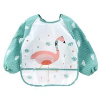 Neperšlampanti prijuostė - seilinukas su rankovėmis (flamingas)