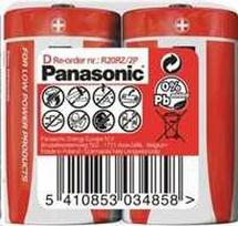 PANASONIC Cinko-anglies akumuliatoriai Raudonas cinkas R20RZ/2P D 1,5V (susitraukiantys 2 vnt.)