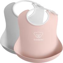BabyBjörn Baby bibs, 2-pack, Grey/Powder Pink (046345)