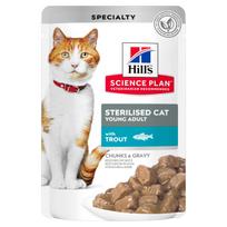 HILL'S SP Feline sterilised adult trout chunks&gravy guliašas sterilizuotoms katėms su upėtakiu, 12x85 g