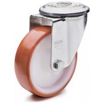 100 mm poliuretano pasukamas ratas su tvirtinimo anga, keliamoji galia 170 kg RE.FF-100-FBL-N