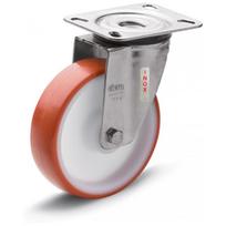 80 mm poliuretano pasukamas ratas su tvirtinimo plokšte, keliamoji galia 120 kg RE.FF-080-SBL-N-SST