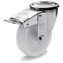 Pasukamas ratas fi 125 mm plastikinis su stabdžiu su tvirtinimo anga, keliamoji galia 220 kg RE.F8-125-FBF-N