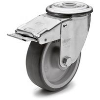 Pasukamas ratas fi 100 mm, guma su stabdžiu, tvirtinimo anga, keliamoji galia 100 kg RE.G1-100-FBF-N