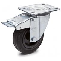 Pasukamas ratas fi 125 mm guma su stabdžiu su tvirtinimo plokšte, keliamoji galia 110 kg RE.E2-125-SBF-N
