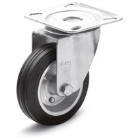Pasukamas ratas fi 100 mm guma su tvirtinimo plokšte, keliamoji galia 80 kg RE.E3-100-SBL-N