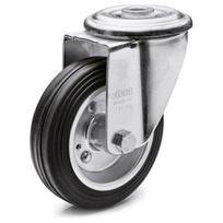 Pasukamas ratas fi 80 mm guma su tvirtinimo anga, keliamoji galia 65 kg RE.E3-080-FBL-N