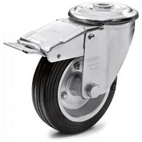 Pasukamas ratas fi 150 mm guma su stabdžiu su tvirtinimo anga, keliamoji galia 170 kg RE.E3-150-FBF-N