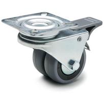 Pasukamas ratas fi 50 mm guma su stabdžiu su tvirtinimo plokšte, keliamoji galia 60 kg RE.C7-050-SBF-G