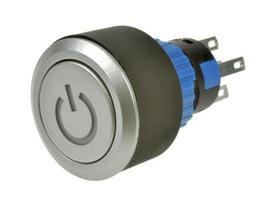 LAS1-AWY-11ZT/B/12V ĮJUNGIMO mygtukas, 1 takelis, sidabrinis plienas, LED 12V