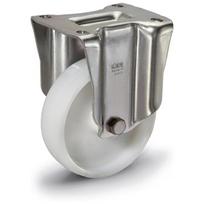 Fiksuotas ratas fi 100 mm plastikas su tvirtinimo plokšte, keliamoji galia 300 kg RE.F8-100-PBL-H