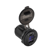Automobilinis įkroviklis USB - USB C su Quick Charge Power Delivery ir įtampos matuokliu 48W