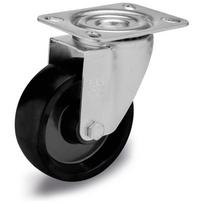 Pasukamas ratas fi 80 mm plastikas su tvirtinimo plokšte, keliamoji galia 150 kg RE.F7-080-SBL-N-HT