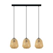 Pakabinamas šviestuvas EGLO Dembleby, 3 x E27, 40W, juodos/ medžio sp., 90 x 20 x 110 cm