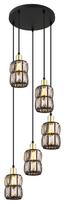 Pakabinamas šviestuvas GLOBO Wolli, 5 x E14, 40W, matinės juodos sp., ø30 x 120 cm