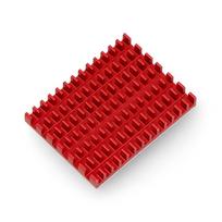 Radiatorius 40x30x5mm skirtas Raspberry Pi 4 su termolaidžia juosta - raudonas