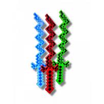 Šviečiantis ir grojantis Minecraft stiliaus išlenktas kardas - žalias