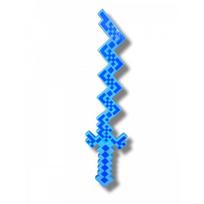 Šviečiantis ir grojantis Minecraft stiliaus išlenktas kardas - mėlynas