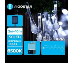 Aigostar - LED Saulės Dekoratyvinė girlianda 50xLED/8 funkcijos 12m IP65 šalta balta