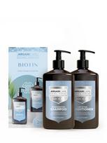 ARGANICARE Stiprinantis/regeneruojantis šampūnas ir kondicionierius plaukams su biotinu ir argano aliejumi, 2x400 ml