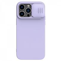 Šviesiai violetinis dėklas su kameros apsauga "Nillkin CamShield Silky Magnetic Silicone" telefonui iPhone 14 Plus