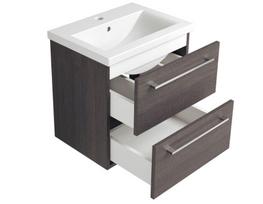 SCANDIC, spintelė su praustuvu, 2 stalčiai, 81cm, juodas ąžuolas
