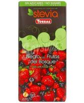 Šokoladas STEVIA, juodasis su miško uogomis, 125 g