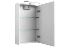 SCANDIC, spintelė su veidrodžiu, LED šviestuvas, 50cm,  balta blizgi