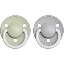 BIBS De Lux Natural Rubber Night Size 2: 6+ months čiulptukas Sage / Cloud 2 vnt.