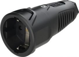 Rubber socket outlet 250V AC, 3x16A (2P+E), IP20, TPE/PA6, Taurus2 Schuko, black 2510-SSC | 9003399469343