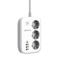 Tellur Smart WiFi Power Strip, 3 Outlets, PD 30W, QC 18W, 2 x USB 2.4A, 2500W, 10A, 2m