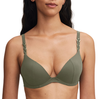 Chantelle Emblem Khaki Green push-up maudymosi kostiumėlio liemenėlė