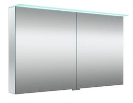 VETRO, veidrodinė spintelė su 2 dvigubo veidrodžio durelėmis su šviečiančiu LED stogeliu ir dugno apšvietimu, 120cm