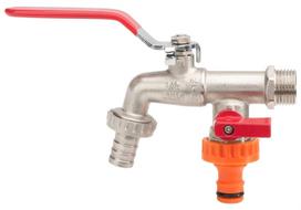 Sodo ventilis INVENA, 1/2"x3/4"x3/4", dvigubas, ilga/trumpa rankena