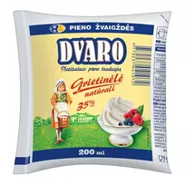 Pasterizuota grietinėlė DVARO, 35% rieb., 200 ml