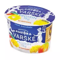 Varškė su mangais be laktozės GRAIKIŠKA AMFORA PROTEIN, 0,8% rieb., 200 g