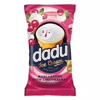 Maskarponės sūrio skonio valgomieji ledai DADU su bruknių įdaru, 120 ml