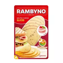 Lydyto sūrio su kumpiu riekelės RAMBYNO, 45%, 150 g