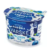 Varškė su šilauogėmis be laktozės GRAIKIŠKA AMFORA PROTEIN, 0,8% rieb., 200 g