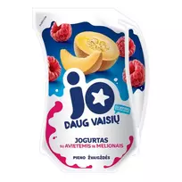 Jogurtas su avietėmis ir melionais ir bifidobakterijomis JO, 2,4% riebumo, 900 g